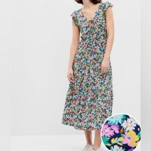 Gap Flutter Sleeve V-Neck Midi Dress
